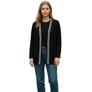 CYRUS Open Cardigan Black and White Small Sweater Preppy Chic NWT